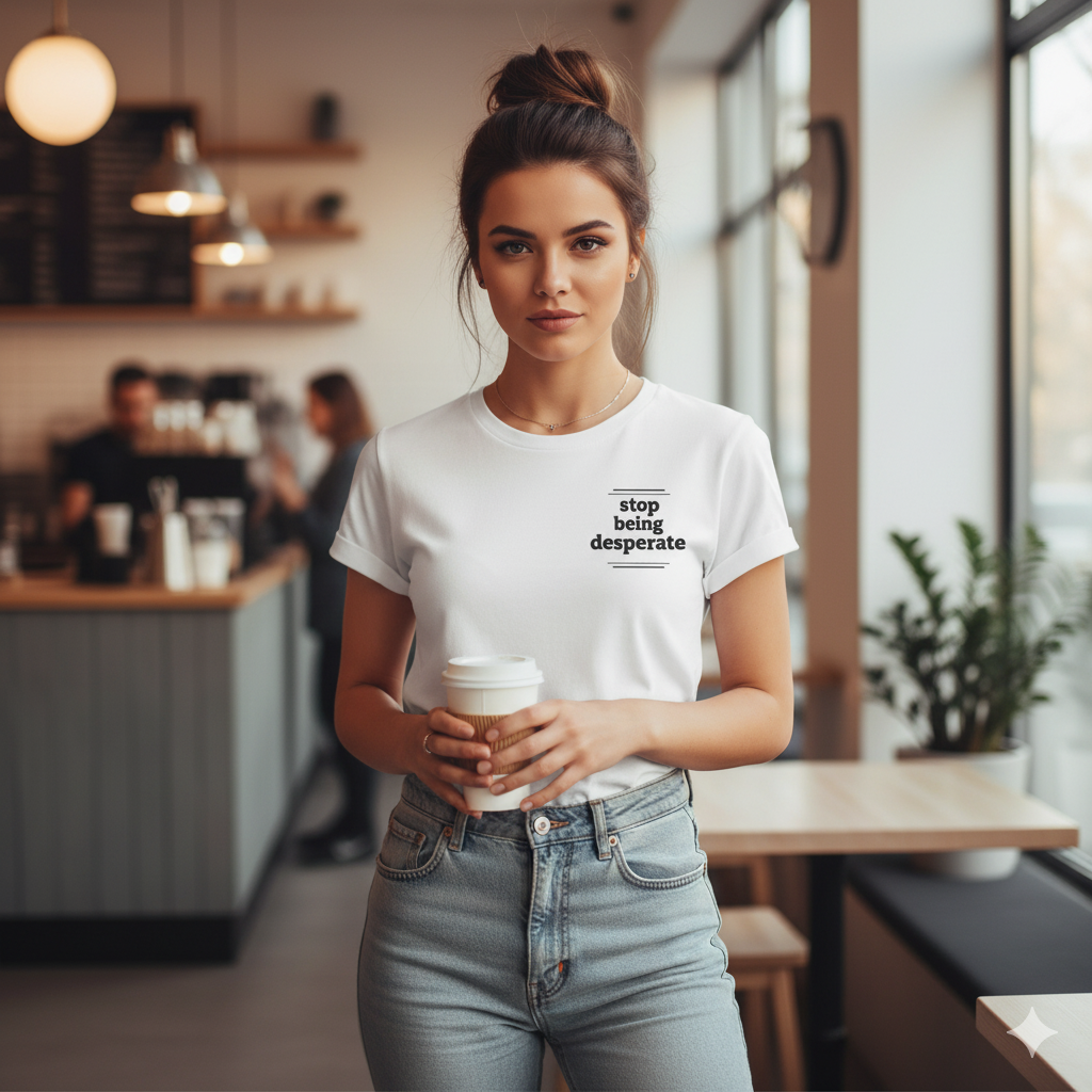 *Stop Being Desperate* Statement Tee - Image 6